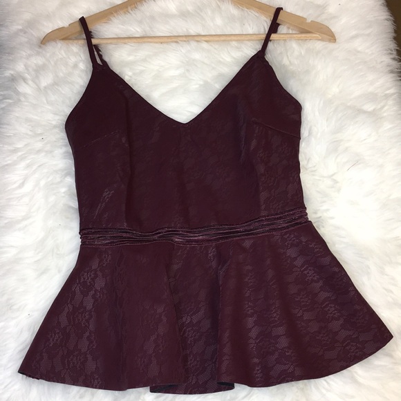 Burgundy Peplum Top - Picture 2 of 7